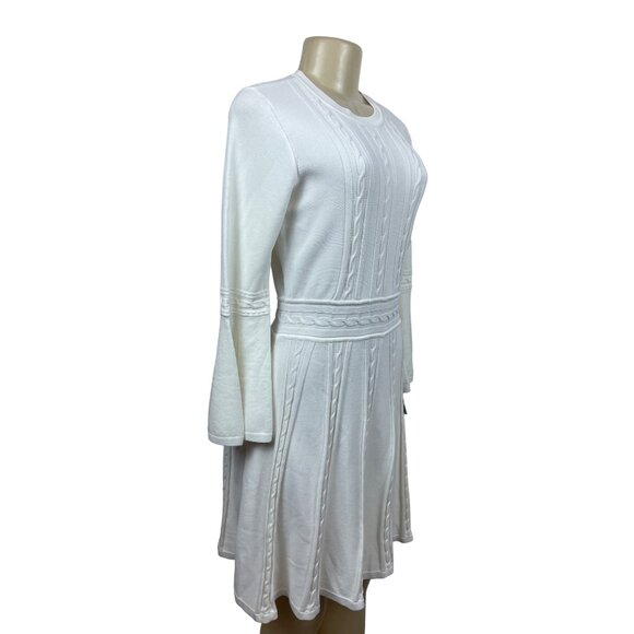 Eliza J Women’s White Ivory Knit Bell Sleeves Dress Sz M - NWT - Picture 2 of 8